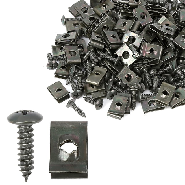 Unique Bargains 100Set 4.2x16mm U Clip Screw Assortment Car Clips Fasteners Screws for Securing Wires Cables Green