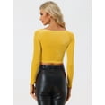 thumbnail image 4 of Disfraz de navidad Top corto de terciopelo con hombros descubiertos y manga larga para mujer Amarillo XL, 4 of 6