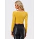 thumbnail image 4 of Disfraz de navidad Top corto de terciopelo con hombros descubiertos y manga larga para mujer Amarillo XL, 4 of 6