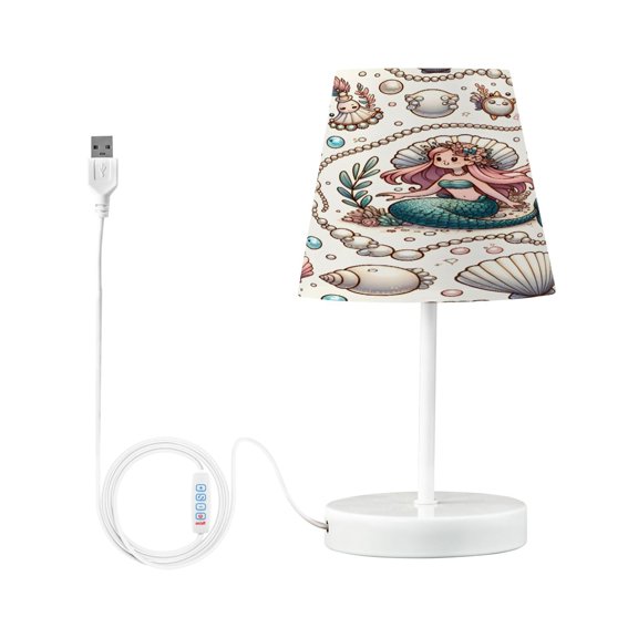 Pearl Shell Mermaid Plant Desk Lamp LED Table Nightstand Lamps with 3 Color Temperatures for Home Bedroom Living Room Decor 6x11