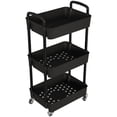 thumbnail image 2 of Carrito de almacenamiento Lainesia de 3 niveles con ruedas bloqueables, negro, 2 of 8