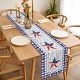 thumbnail image 3 of Independence Day Table Runner 60 Inches Long Farmhouse Dress Scarves, American Flag Star Wooden Buffalo Check Dining Tablerunner for Coffee Table/Kitchen Island/Party Décor, 13" x 60", 3 of 8