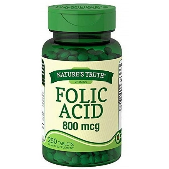 Nature's Truth Folic Acid 800 mcg Tablets, 250 ea (Pack of 2)