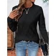 thumbnail image 5 of Womens Sweaters Crewneck Cable Knit Sweater Long Sleeve Fall Tops for Women Black L, 5 of 8