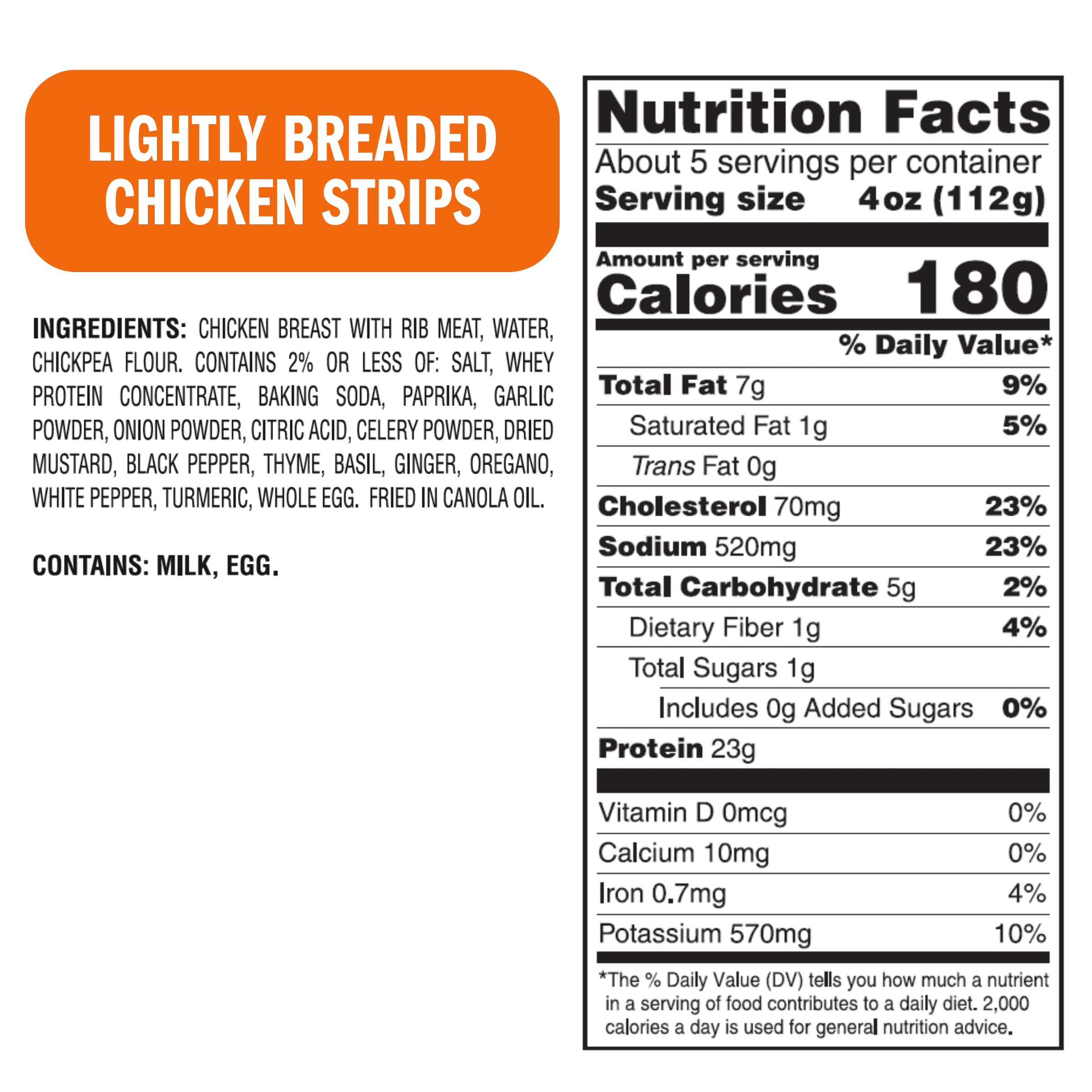 Realgood Foods Co. Lightly Breaded Chicken Breast Strips, Gluten-Free, 20 oz Regular Bag (Frozen)