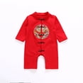 thumbnail image 2 of Otqutp Baby Long Sleeve Jumpsuit Chinese New Year Traditional Outfit Newborn Stand Collar Button Crawling Suit for Boys Girls, 2 of 5