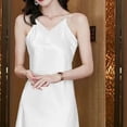 thumbnail image 3 of ALSLIAO - Vestido de noche de satén de seda sintética para mujer, con tirantes y escote en V, sexy, para fiesta, color blanco, talla 2XL, 3 of 8