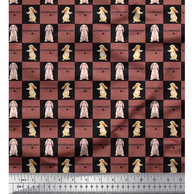 Soimoi Rayon Fabric Text & Bunny Animal Print Sewing Fabric Yard 56 Inch Wide