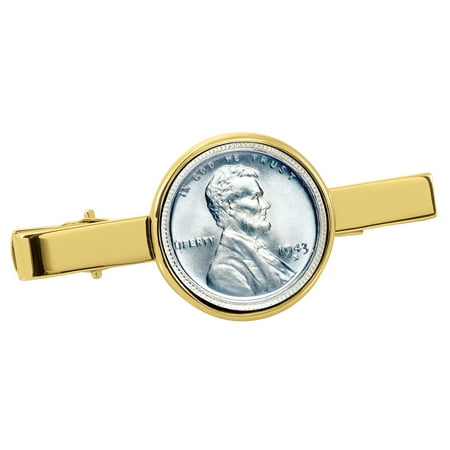 1943 Lincoln Steel Penny - 1943 Lincoln Steel Penny Goldtone Tie Clip