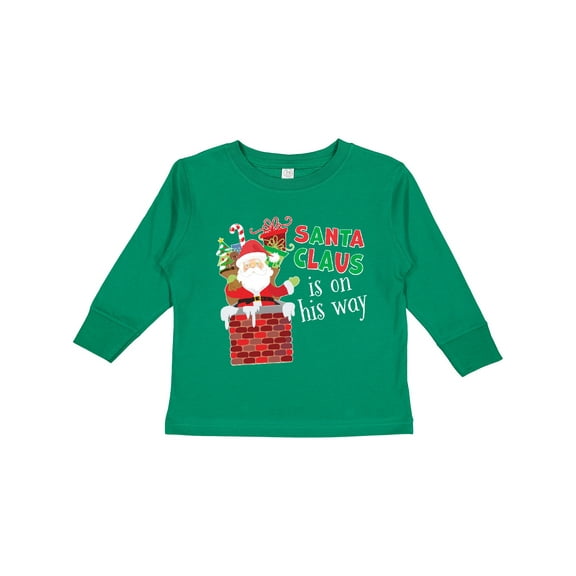 Inktastic Santa Claus is on His Way Christmas Boys or Girls Long Sleeve Toddler T-Shirt