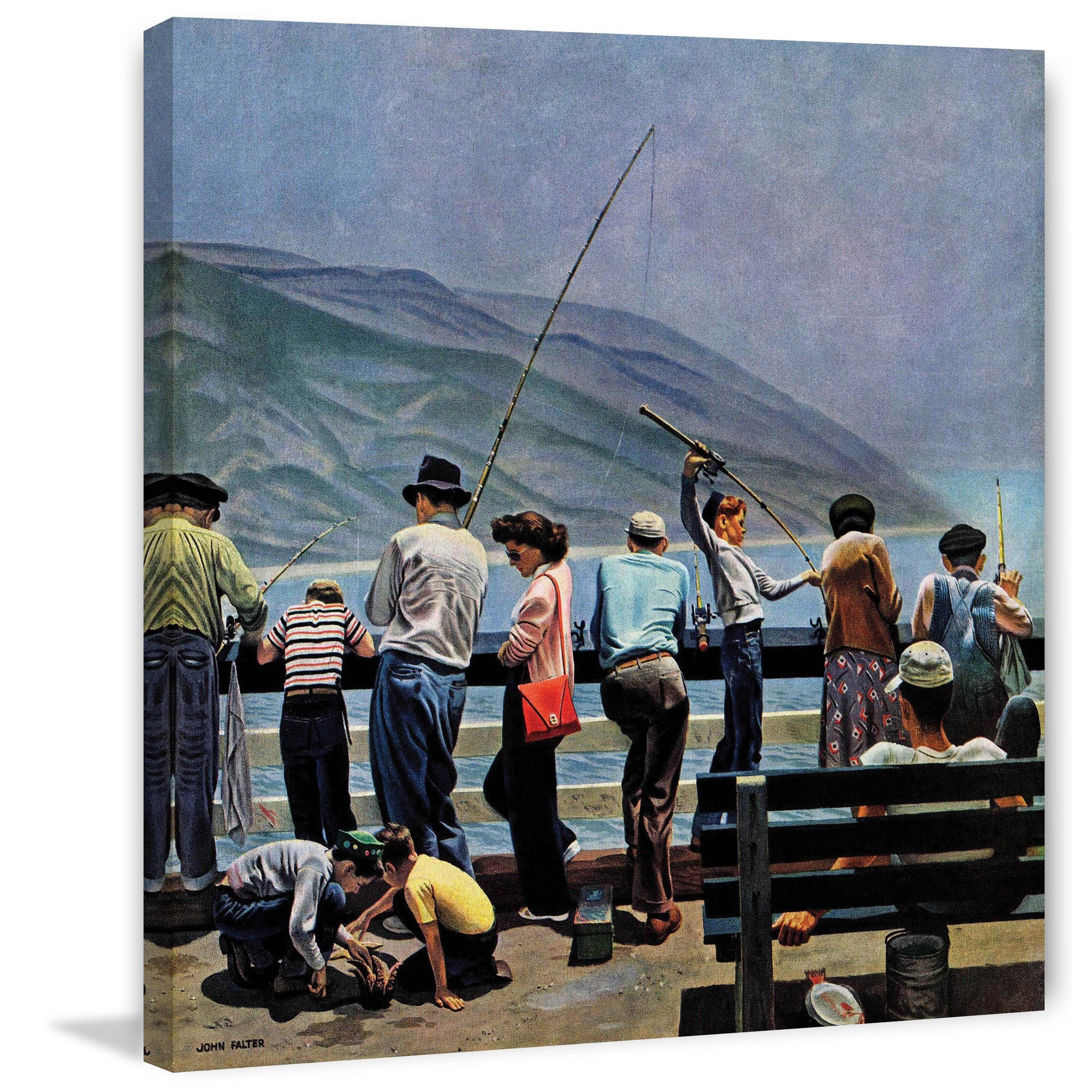 Marmont Hill Pier Fishing by John Falter Painting Print on Wrapped Canvas