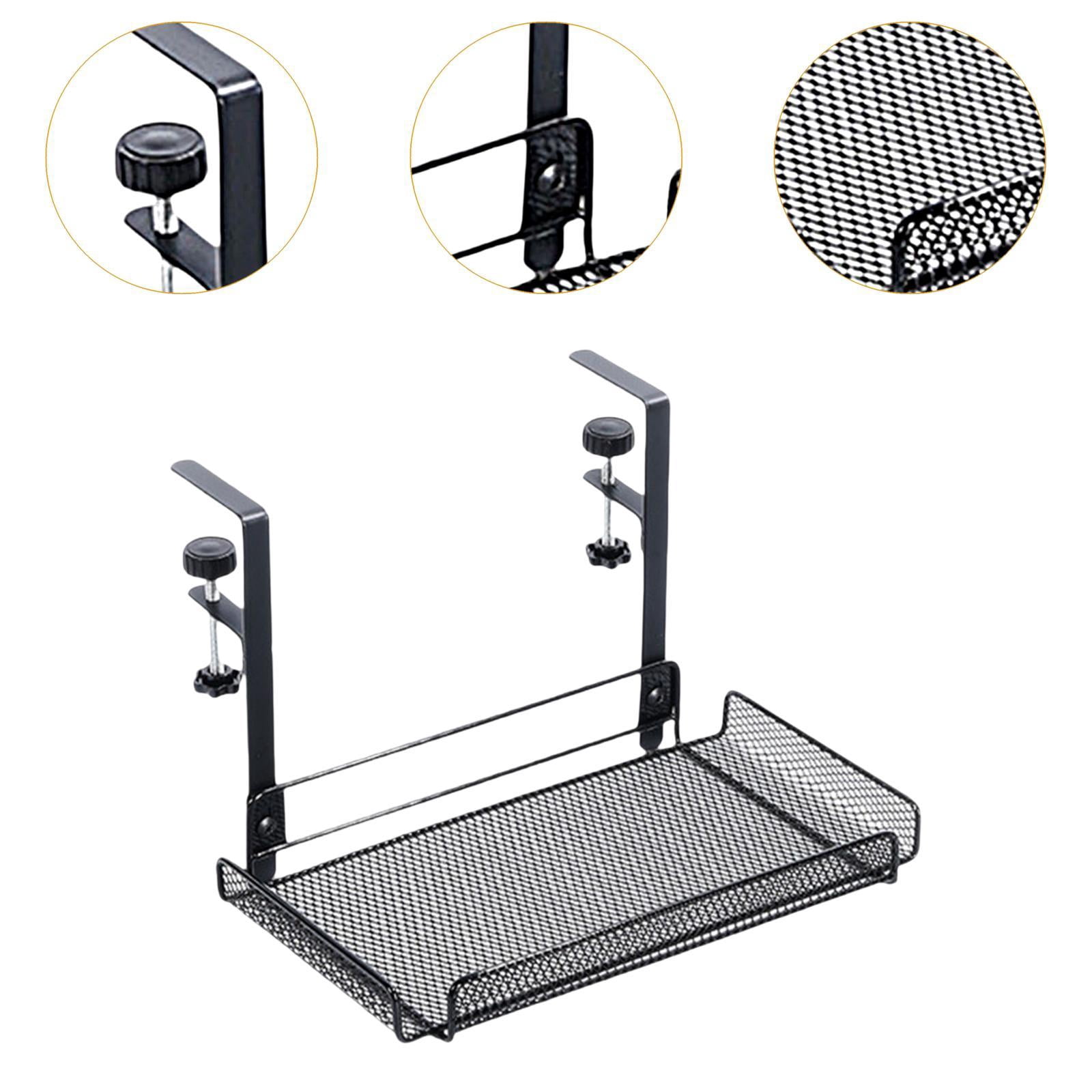 Fiocias Under Desk Cable Organizer Cable Management Tray Rack with Clamp Multifunctional Black
