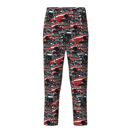 Fuzoiu Red And Blue Cars Print Teenagers Pajama Pants Lounge Pants with 2 Pockets Elastic Waist Kids Sleep Bottoms Comfy Sleepwear PJ Bottoms for Kids-Small