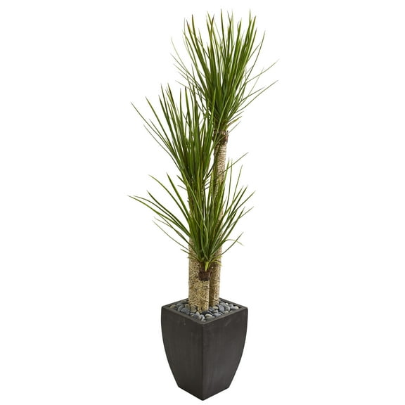 Nearly Natural 63" Yucca Artificial Tree in Black Planter, Green
