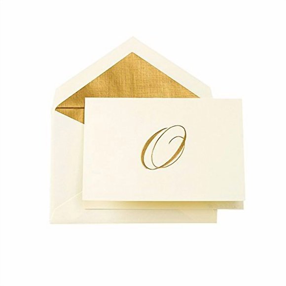 Crane & Co. Engraved Gold Script Initial Notes - O (CN19O6)
