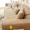 thumbnail image 3 of XmhyTop-A Super Soft Velvet Quilted Sofa Couch Covers Non-Slip Sectional Couch Cover Leaf Pattern Plush Sofa Slipcover Furniture Protector for Pets Kids Children Dog Cat (Camel,36"x70"), 3 of 5