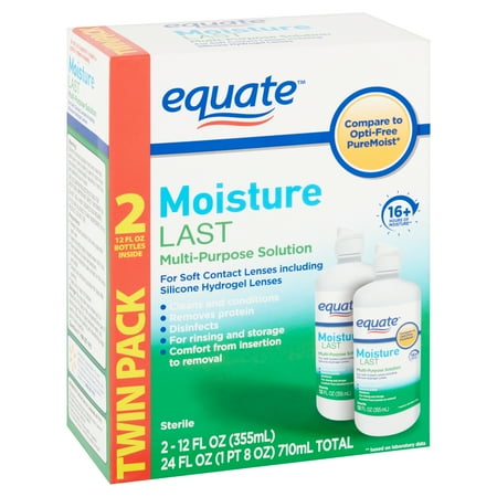Equate Moisture Last Multi-Purpose Solution Twin Pack, 12 fl oz, 2 Count