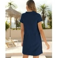 thumbnail image 5 of Womens Tweed Dress Elegant Crew Neck Short Sleeve Button Bodycon Mini Dress, 5 of 10