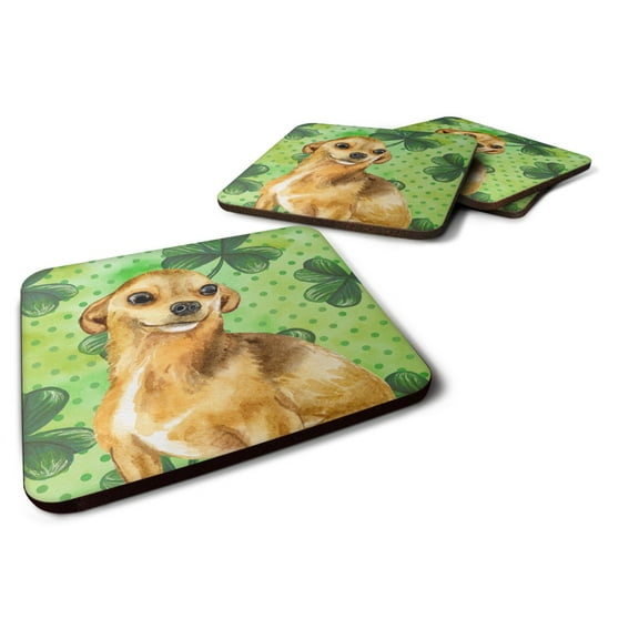 Chihuahua St Patricks Foam Coaster Set of 4 Green