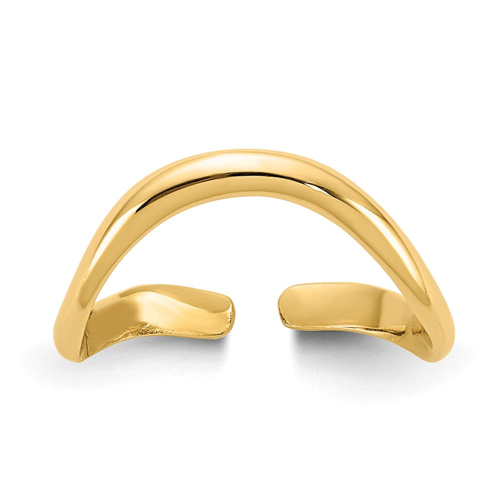 FB Jewels Solid 14K Yellow Gold Polished Laser Cut Toe Ring