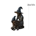 thumbnail image 3 of Halloween Witch and Raven Statue, Dark Academia Tabletop Decor,Weatherproof Gothic Halloween Table Mantel Garden Decor Mystical Holiday Gift, 3 of 7