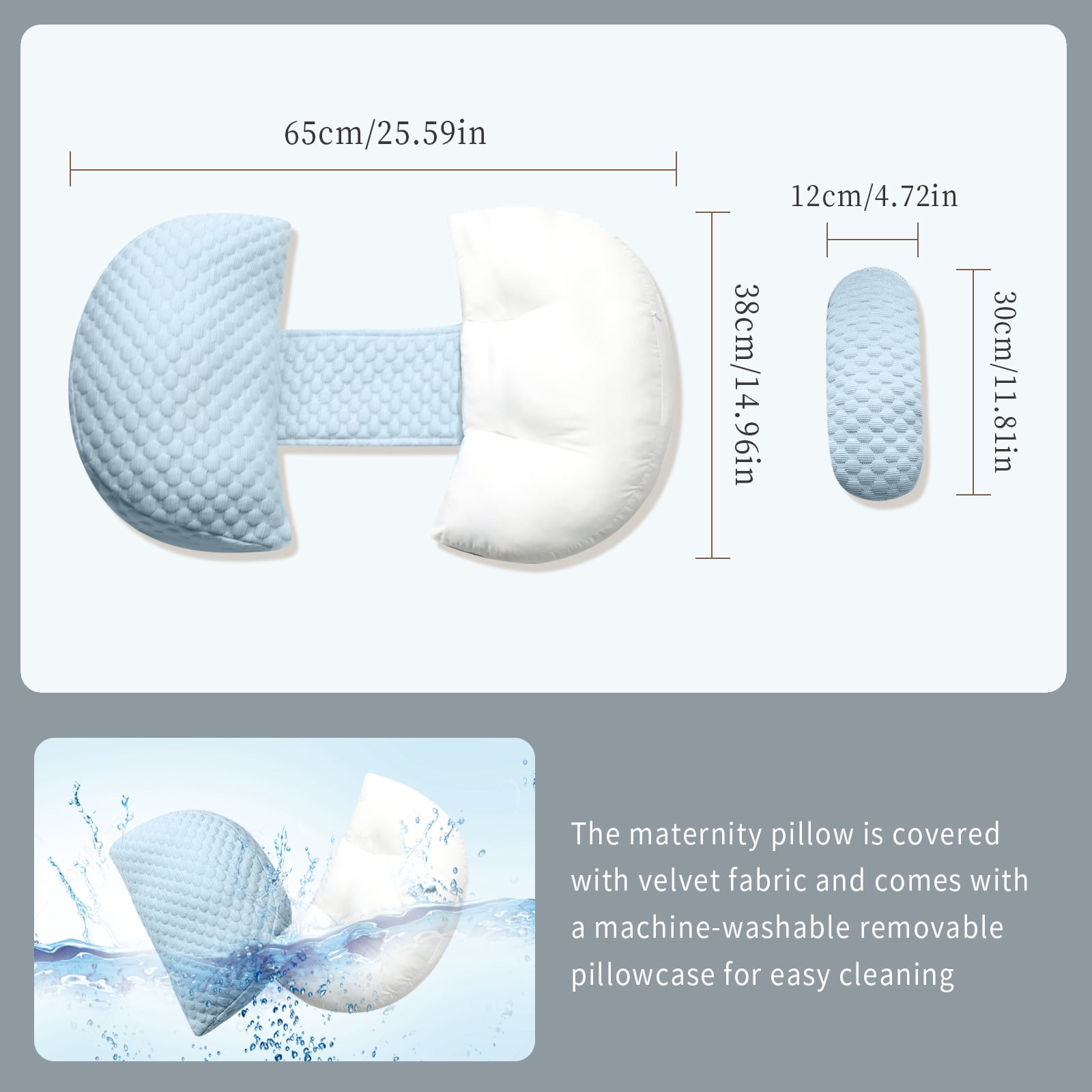 Pregnant Women's Side Sleeping Pillow Adjustable Length Portable Maternity Pillow to Support Waist and Backside