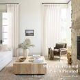 thumbnail image 2 of ASWZXCFGV Sage Green Linen Sheer Curtains 96 Inches Long Memory Shape Trained Pleated Curtain for Living Room with Hooks Rings Back Tab Pinch Pleat Drapes 96 Inch Length for Boho Bedroom, 2 of 9