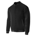 thumbnail image 2 of Hat and Beyond Men's Classic Striped Collar Button Down Letterman Varsity School Jacket with Side Pockets, 2 of 4