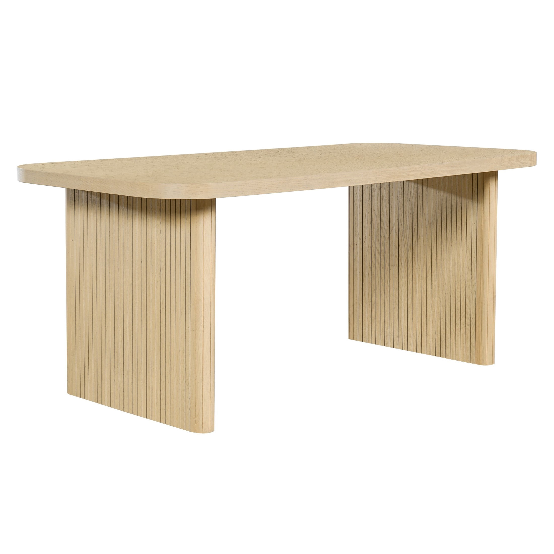 Christopher Knight Home 68.75" Dining Table with Scalloped Edge Table Top, Ribbed Rubberwood Legs, Natural