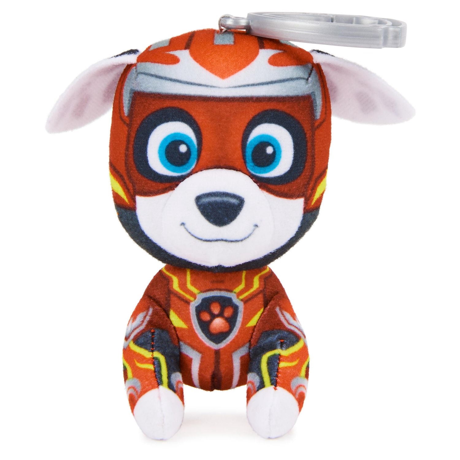 PAW Patrol: The Mighty Movie, 4-Inch Tall Mighty Pups Marshall Plush Toy, Mini Stuffed Animals with Keychain Clip, Kids Toys for Boys and Girls 3+
