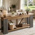 thumbnail image 3 of Fnova 70.9" Console Table, 2-Tier Farmhouse Entryway Table, Narrow Long Wood Sofa Table Behind Couch with V-Shaped Support for Living Room, Hallway, Foyer, 3 of 16