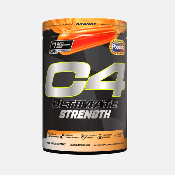 C4 Ultimate Strength Pre-Workout Powder, Orange Popsicle, 20 Servings