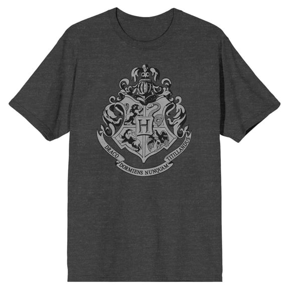 Harry Potter Hogwarts Crest Men's Charcoal Big & Tall T-shirt-M