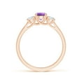 thumbnail image 2 of ANGARA Natural Classic Round Amethyst and Diamond Three Stone Ring in 14K Rose Gold for Women (Size-5mm) | February Birthstone, Birthday, Anniversary, Jewelry Gift for Women | Natural Amethyst Ring, 2 of 8