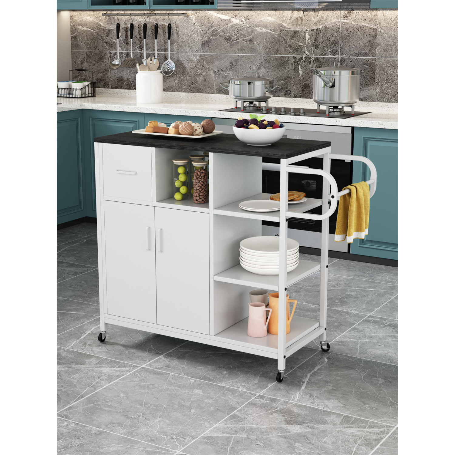 Holaki Kitchen Island Cart on Wheels, Portable Storage Kitchen