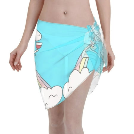 Ocsxa Unicorn And Wine Print Sarong Coverups For Women Bathing Suit Wrap Swimsuit Skirt Beach Bikini Cover Up Swimwear