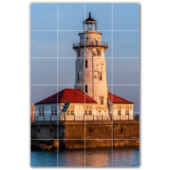 Picture-Tiles.com: Lighthouse Ceramic Tile Wall Mural WAL500843-46S. 17"W x 25.5"H using (24) 4.25" x 4.25" Ceramic Tiles-Satin Finish