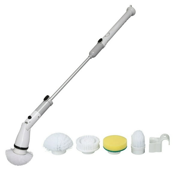 Rechargeable Electric Spin Scrubber with Extension Handle Bathroom Sink Rotary Cleaning Brush Portable Window Tile Mop Car Tools Gray AU Plug