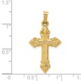 thumbnail image 2 of 14K Yellow Gold Charm Pendant Brushed And Polished Budded Cross, 2 of 3