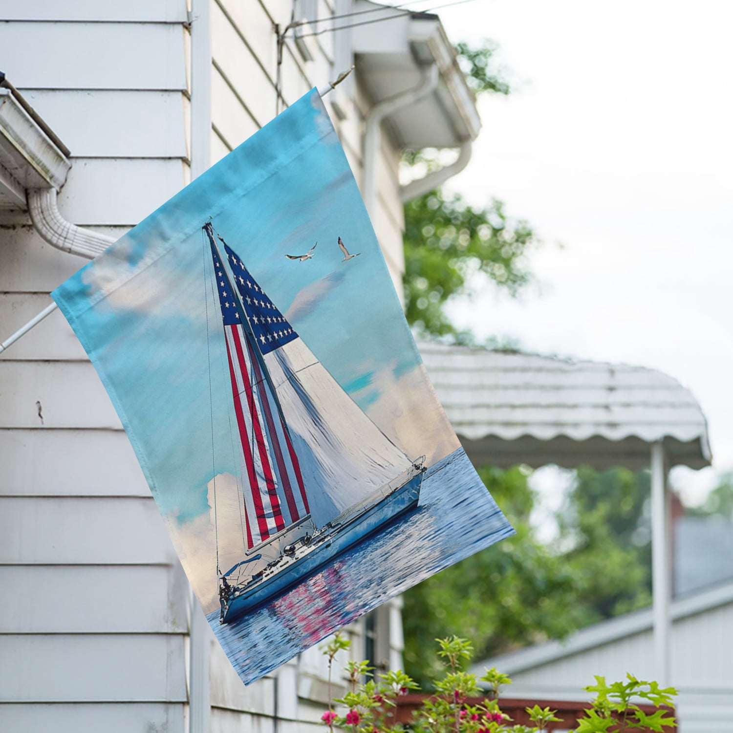 America Forever Gartenflagge 'Hello Summer' – Doppelseitig, Wassermelone & Palmen, 32x46 Cm, Wetterfest