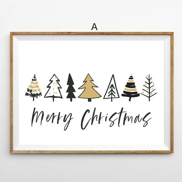 Póster estético de decoración navideña, carteles e impresiones de alce de bosque de invierno de Navidad, decoración nórdica para el hogar, arte de pared, pintura en lienzo