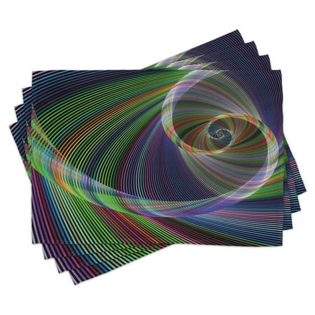 

Fractal Placemats Set of 4 Dynamic Spiral Digital Background Energy Motion Swirl Artful Modern Illustration Washable Fabric Place Mats for Dining Room Kitchen Table Decor Green Purple by Ambesonne