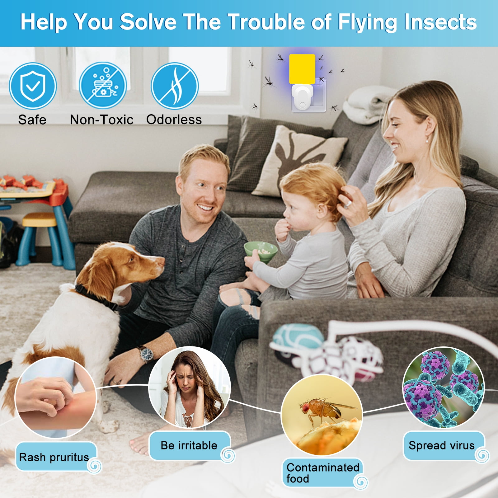 Flying Insect Trap,2023 Upgrade Mosquito Trap Gnat Indoor,Light Attractant Indoor Night Light Fly Trap with Sticky Pad for Flies,Gnats(10Pcs Sticky glue card)