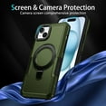 thumbnail image 6 of JTCASES for iPhone 15 Case, Lens Protective Frame Foldable Rotating Bracket 2-layer Anti-fall Shockproof Anti-scratch Rugged Shell for iPhone 15, Darkgreen, 6 of 9