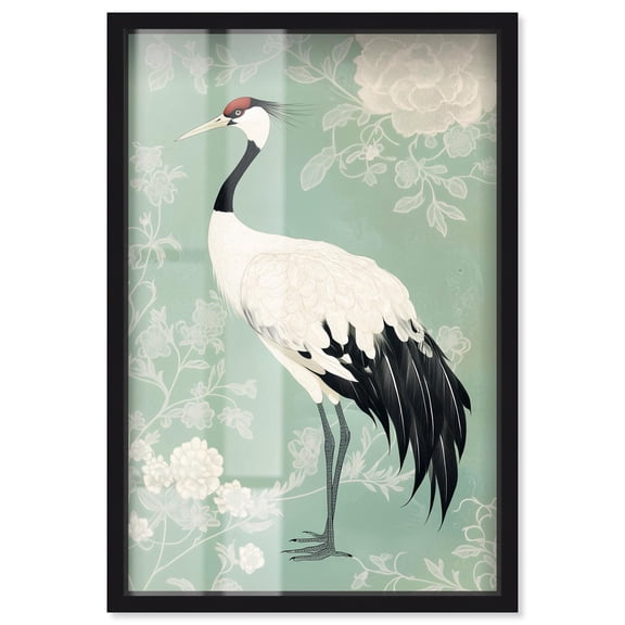 Gentle Crane Shadowbox Print Glam Art Prints by Art Remedy, Black Frame, 10 x 15