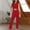 Red, variant on Tbopshirt Women's 2 Piece Outfits Women's Summer Solid Color Off Waist Off Shoulder Lace Up Top Cropped Pants Set Wide Leg Pants