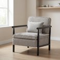 thumbnail image 2 of Leumius Storage Chair, Mid Century Modern Accent Chair with Solid Wood Frame, Upholstered Living Room Chairs with Waist Cushion, Reading Armchair for Bedroom Sunroom Grey, 2 of 9