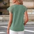thumbnail image 5 of Only Moment Casual Daily Top Polyester,Spandex,cotton V Neck Women's Short Sleeve Tops 2026 Summer Puff Short Sleeve Blouse Green,L, 5 of 7