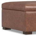 thumbnail image 3 of Gabbie 36 inch Wide Square Coffee Table Storage Ottoman in Distressed Saddle Brown Vegan Leather, 3 of 9
