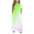 thumbnail image 2 of ATOGUTA Girls Summer Dresses Short Sleeve Stretchy A-Line Sundress Casual Gradient Long Dresses Green, Size 4-14 Years, 2 of 6